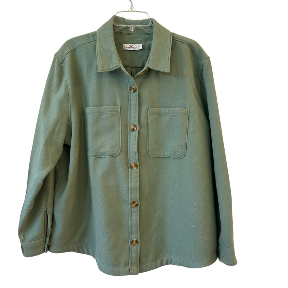 Vineyard Vines Outerwear- Brushed Twill Shirt Jacket in Sage Olive Women's XL